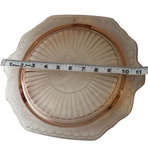 Vintage Pink Depression Glass Poinsettia Pattern Platter – 11” Oval Tray - Picture 4 of 7